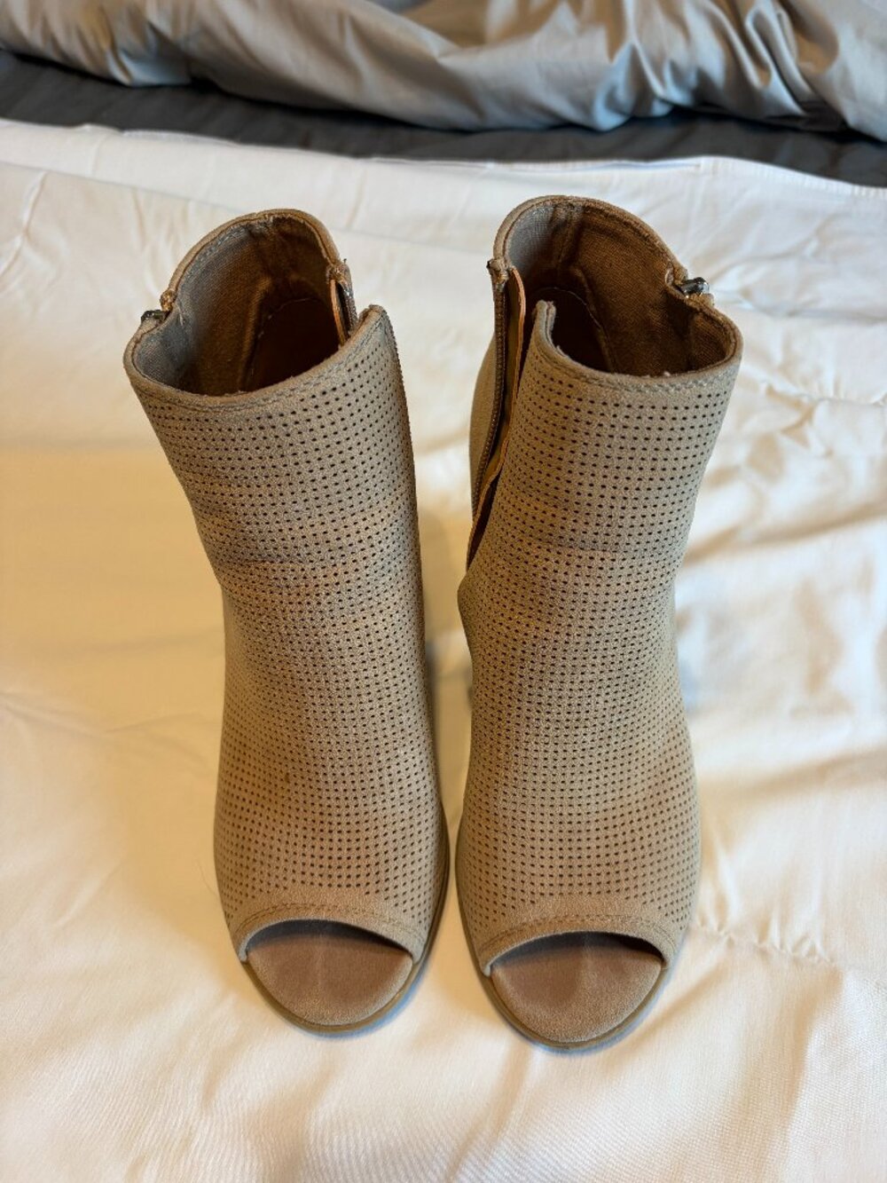 CALL IT SPRING LIGHT BROWN PEEP TOE HEEL